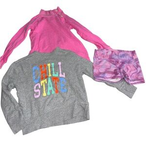 Girls 6/7 Sweatshirts & Shorts Bundle Set (3 Pieces)